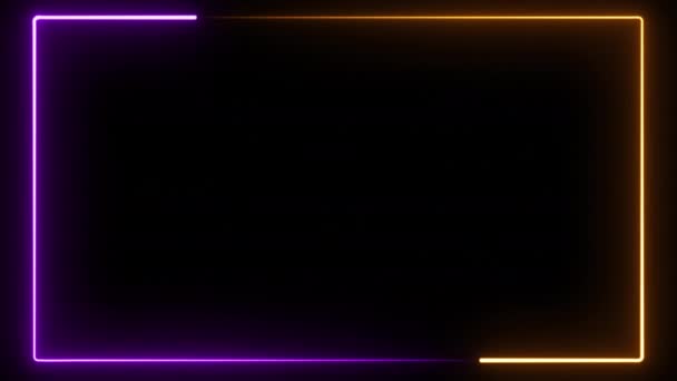 Animated Creative Design Glowing Two Led Neon Colors Frames Texture — 图库视频影像
