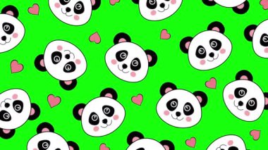 Yeşil arkaplanda panda deseni izole edildi 