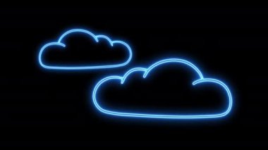 4K bulutlu gökyüzü animasyonu. Canlandırılmış Bulutlar neon, Uçan Hareket Efekti.