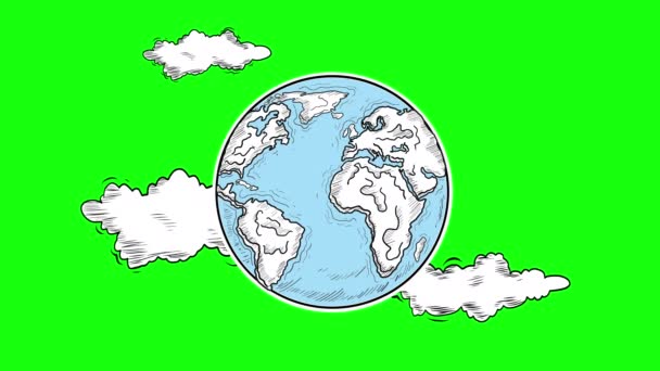 Tierra Nubes Sobre Fondo Verde — Vídeos de Stock