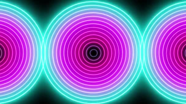 Zobrazení Pozadí Neonových Kruhů — Stock video