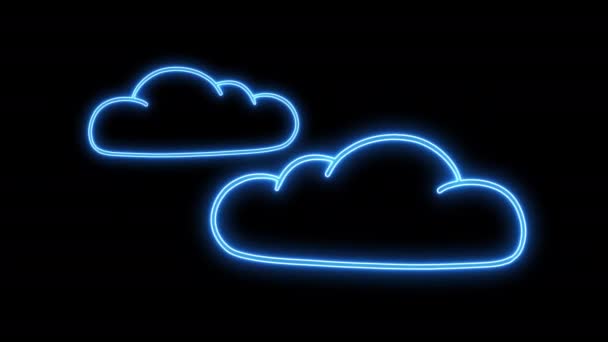 Cloudy Sky Animation Animované Mraky Neon Flying Motion Effect — Stock video
