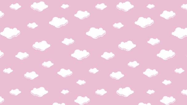 4K曇り空のアニメーション アニメーション化された雲のタイムラプスピンク色のクロマキーの背景に隔離された 漫画の雲の風景イラスト 雲の背景 粒子曇り空面飛行運動効果 — ストック動画