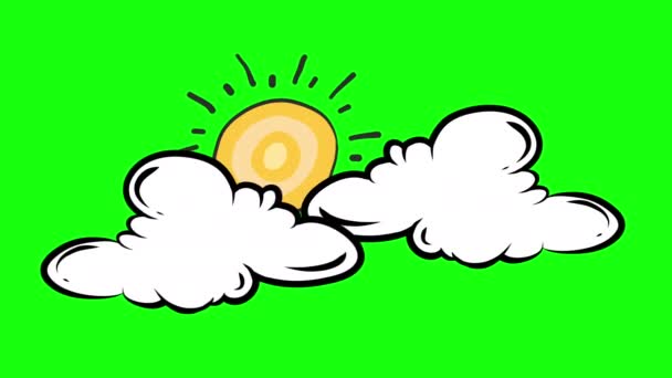 Animación Cielo Nublado Nubes Animadas Timelapse Aislado Croma Verde Fondo — Vídeo de stock
