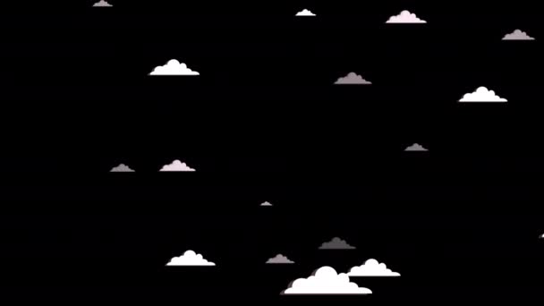 Animación Cielo Nublado Nubes Animadas Timelapse Aislado Sobre Croma Negro — Vídeos de Stock