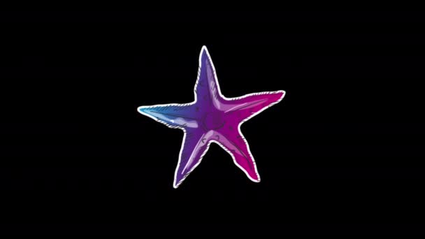 Estrella Mar Neón Icono Fondo Animado — Vídeo de stock