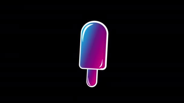 Siyah Arkaplanda Neon Rengi Dondurma — Stok video