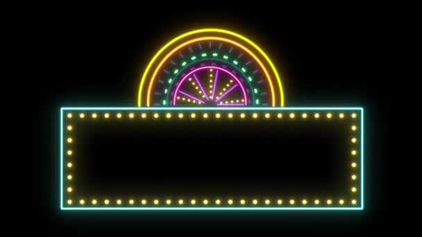 Neon Glowing Hotel Hostel Neon Sign Luz Fluorescente Brilhando Fundo — Vídeo de Stock