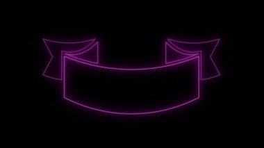 4k animasyon pankart tasarım elementleri. Siyah arka planda izole edilmiş. Parlayan neon grafik tasarımı Banner şablonu. Aydınlatılmış modern tarz kurdele pankart tasarım elementi. Başlık çubuğu ya da pankart olarak kullanılabilir
