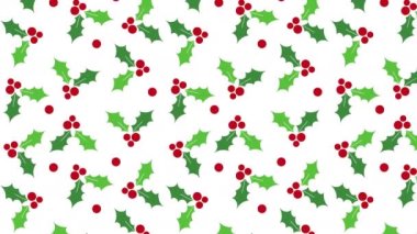 Beyaz dokuda 4k animasyon meyvesi. Düz stil şirin tatil hareketleri. Yeni yıl ve Noel afişi dikey ve yatay desen tasarımı. Meyve dokusu.