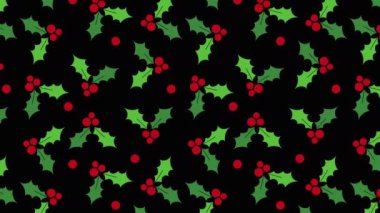 Siyah dokuda 4k animasyon meyvesi. Düz stil şirin tatil hareketleri. Yeni yıl ve Noel afişi dikey ve yatay desen tasarımı. Meyve dokusu.