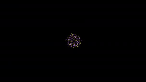 Nieuwjaar Avond Vuurwerk Viering Lus Naadloos Geïsoleerd Zwart Achtergrond Beweging — Stockvideo