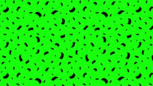 Анимированные Падения Конфетти Рисунок Зеленом Экране Черный Цвет Силуэт Черная — стоковое видео