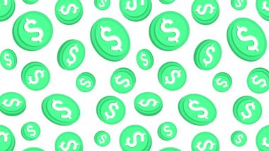 4k Animasyon Dolarları Hareket Deseni Tasarımı. ABD Doları Canlandırılmış Doku. Duvar kağıdı, pankart ya da kart şablonu olarak kullanılabilir. Ekonomi Konsepti 3D Desen Tasarımı Yeşil Dolar