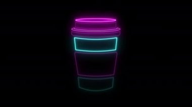 Siyah arka planda izole edilmiş neon tabela animasyonu.