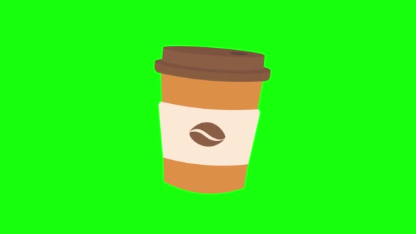 Hot Coffee Paper Cup Motion Graphic Terisolasi Latar Belakang Layar — Stok Video