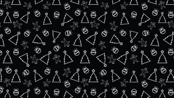 Чорно Білий Анімований Візерунок Руху Різдвяних Або Новорічних Фонів Новорічні — стокове відео