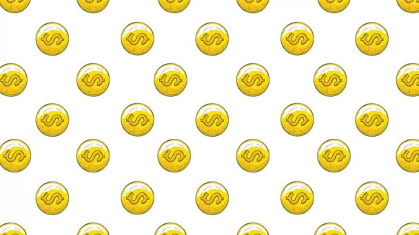 Κινούμενα Νομίσματα Δολαρίου Σχεδιασμός Μοτίβο Ηπα Δολάριο Animated Υφή Μπορεί — Αρχείο Βίντεο