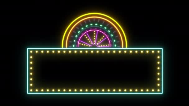 Neon Glowing Hotel Hostel Neon Sign Fluorescent Light Glowing Banner — Stock video