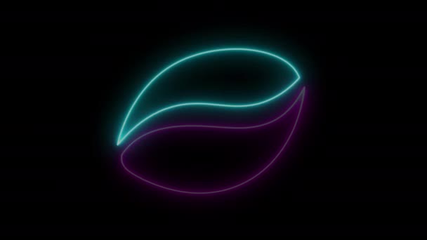 4K发亮的霓虹灯咖啡豆标志 霓虹灯咖啡店的标志动画隔离在黑色背景 咖啡豆标志呈两种颜色 咖啡内部及夜间装饰标志 — 图库视频影像