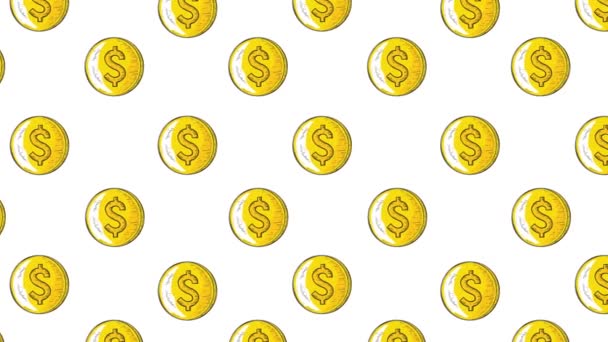Animated Dollar Coins Motion Pattern Design Usa Dollar Animated Texture — Stock Video