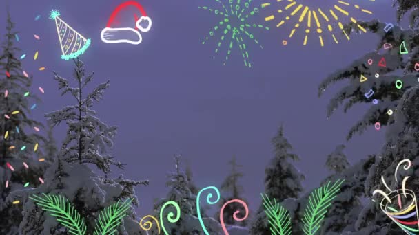 크리스마스와 새해의 배경입니다 전나무 새해의 — 비디오
