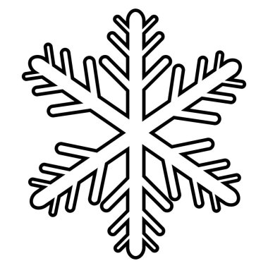 Vektör ana hatlı kar tanesi simgesi tasarımı. Yeni yıl için vektör tasarımı ögesi ve Noel sevimli ana hatları izole kristal kar tanesi 