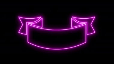 4k animasyon pankart tasarım elementleri. Siyah arka planda izole edilmiş. Parlayan neon grafik tasarımı Banner şablonu. Aydınlatılmış modern tarz kurdele pankart tasarım elementi. Başlık çubuğu ya da pankart olarak kullanılabilir