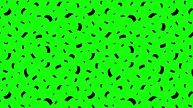 4k Animasyon Düşen konfeti deseni Yeşil Ekran Siyah Renkli Siluet Siyah Kağıt Kesikleri, Serpiştirmeler veya Tatlı Şeker Dekorasyonları Arkaplanı. Doğum günü için hareket konfeti deseni, parti kutlaması.