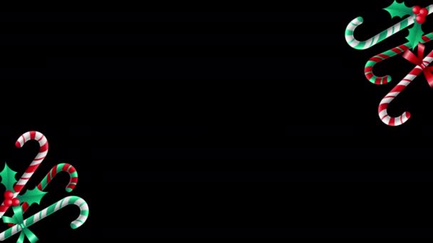 Цукерки Кубики Ягоди Холлі Ізольовані Чорному Тлі Новорічна Різдвяна Абстрактна — стокове відео