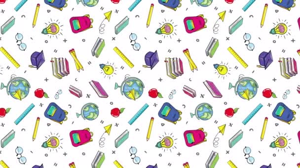 Školní Vzdělávání Koncept Animovaný Pohyb Vzor Vertikální Vzor Zpět Školy — Stock video