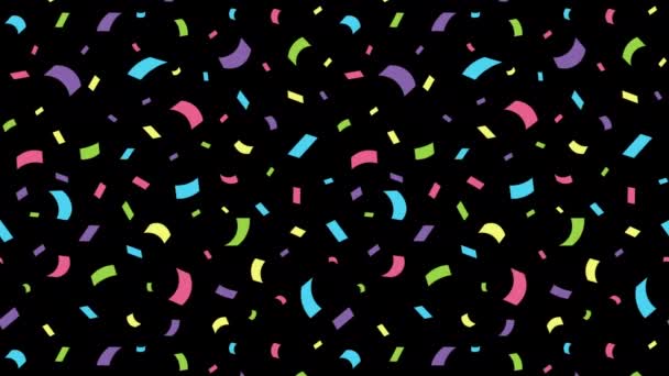 Анімований Падіння Візерунок Конфетті Білому Тлі Барвисті Паперові Вирізання Зморшки — стокове відео