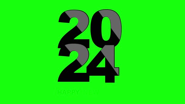 4K动画闪烁着黑色数字设计2024快乐新年创意卡设计和圣诞横幅设计与横幅设计动画 被隔离在绿色屏幕上 庆祝卡 — 图库视频影像