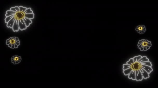 Сяючий Неоновий Світло Рожеві Квіти Шаблон Рамки Креативний Елемент Графічного — стокове відео