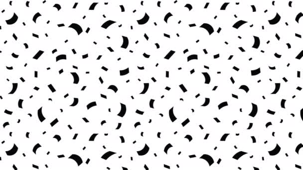 縦スクリーンは白い背景の黒いシルエットの黒いペーパー カット スプリンクルの装飾の背景の落ちるかわいいパターンをアニメーションしました 誕生日のためのモーションコンセッティパターン パーティーのお祝い — ストック動画