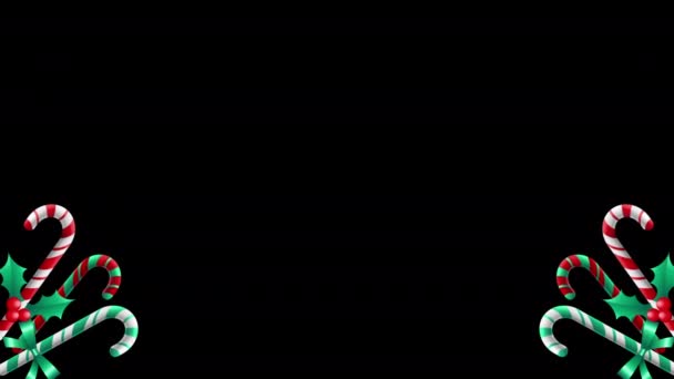 Цукерки Кубики Ягоди Холлі Ізольовані Чорному Тлі Новорічна Різдвяна Абстрактна — стокове відео