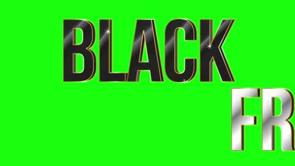 3D黑色星期五黑色和霓虹灯动画黑色星期五文本在绿色屏幕上隔离黑色星期五创造性文字元素2023年11月超级销售动画设计 — 图库视频影像