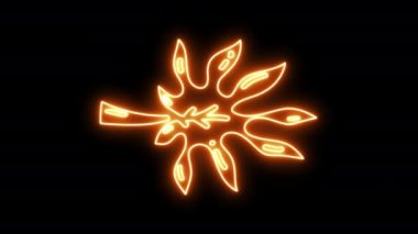 4K Parlayan Neon El Tropikal Sonbahar Yaprak Tasarım Elemanı. Aydınlatılmış Parlayan Turuncu Neon Sonbahar Yaprağı Siyah Arkaplanda İzole Edildi. Sonbahar ve Sonbahar Sarı Kuru Yaprak Parlayan Tasarım Elemanı.