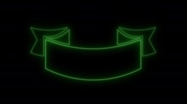 4k animasyon pankart tasarım elementleri. Siyah arka planda izole edilmiş. Parlayan neon grafik tasarımı Banner şablonu. Aydınlatılmış modern tarz kurdele pankart tasarım elementi. Başlık çubuğu ya da pankart olarak kullanılabilir