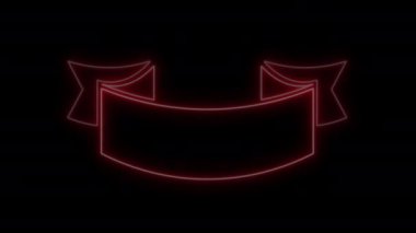 4k animasyon pankart tasarım elementleri. Siyah arka planda izole edilmiş. Parlayan neon grafik tasarımı Banner şablonu. Aydınlatılmış modern tarz kurdele pankart tasarım elementi. Başlık çubuğu ya da pankart olarak kullanılabilir