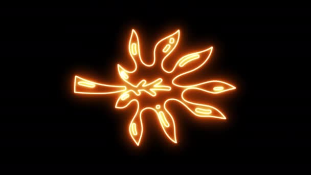 Zářící Neonové Ručně Kreslené Tropické Podzimní Palmové Listy Design Element — Stock video