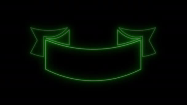 Анимированных Элементов Дизайна Баннеров Изолированный Черном Фоне Светящийся Неоновый Графический — стоковое видео