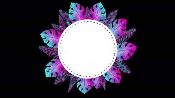Animated Black Friday Circle Frame Rotating Glowing Neon Light Tropical — Stock Video