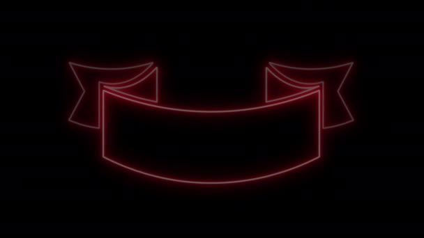 Animerade Designelement För Banderoller Isolerad Svart Bakgrund Glödande Neon Grafisk — Stockvideo