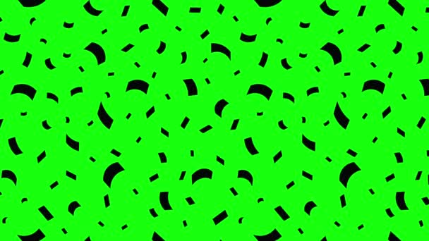 Patrón Confeti Caída Animada Pantalla Verde Silueta Color Negro Cortes — Vídeos de Stock