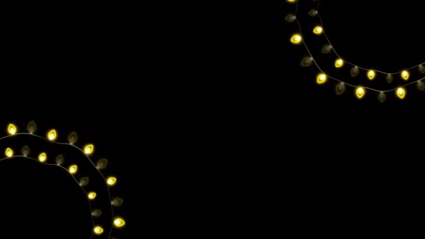 4Kネオンクリスマス縦フレームネオン照らされたライト球根パターン抽象ループ背景新年と休日の現代のお祝いのカードフレームテンプレート黄色い輝く光の球根フレーム — ストック動画