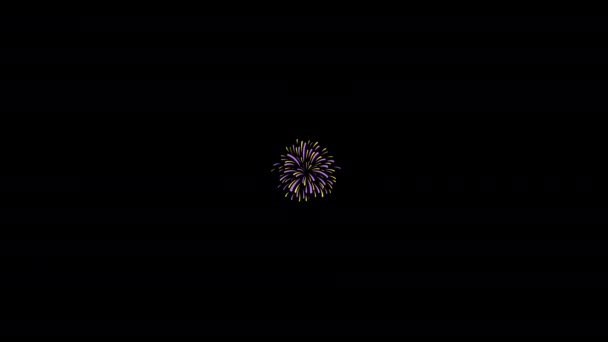 Nieuwjaar Avond Vuurwerk Viering Lus Naadloos Geïsoleerd Zwart Achtergrond Beweging — Stockvideo