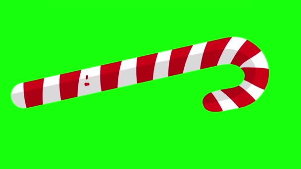 Анімовані Плоскі Цукерки Тростини Ізольовані Зеленому Екрані Ключа Хроми — стокове відео