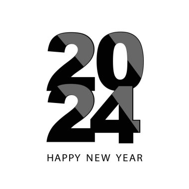 2024 Mutlu Yıllar beyaz arkaplanda yazılar.