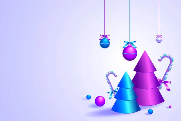 Neon Weihnachtskarte Mit Dekorationen — Stockvektor